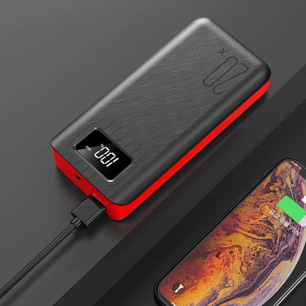 Batería Portátil 20000mAh con Linterna LED y Doble USB – Ideal para Viajes