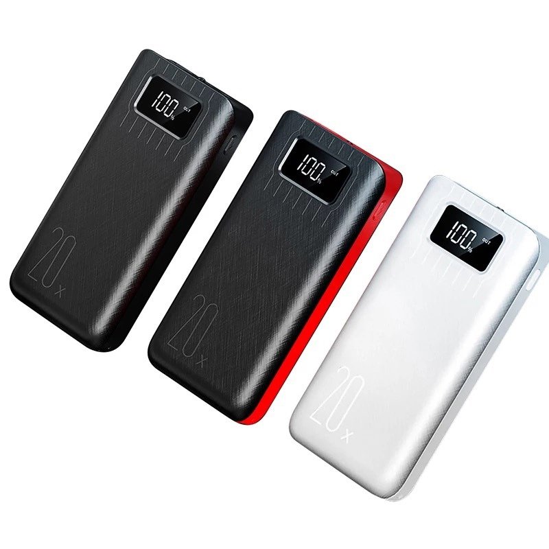 Batería Portátil 20000mAh con Linterna LED y Doble USB – Ideal para Viajes